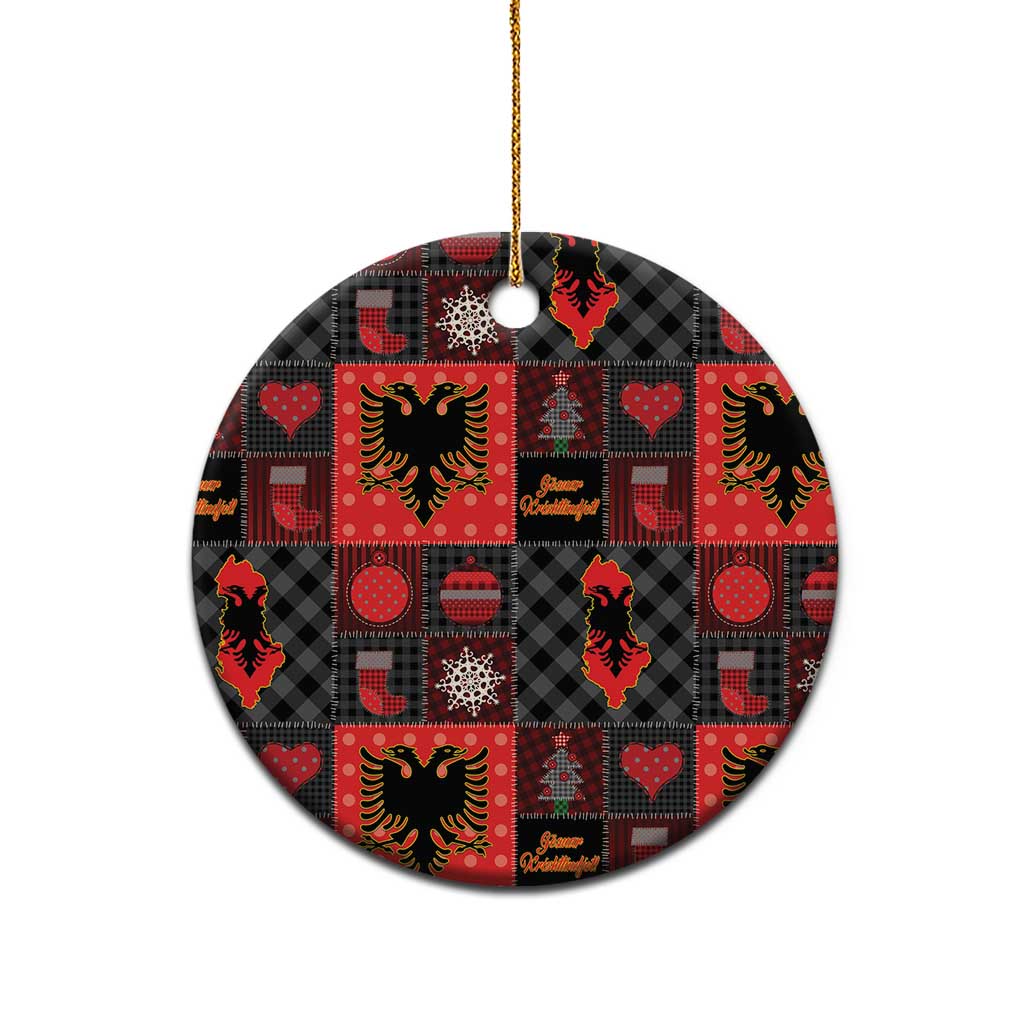 Albania Christmas Patchwork Ceramic Ornament - Wonder Print Shop
