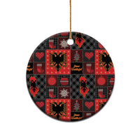 Albania Christmas Patchwork Ceramic Ornament - Wonder Print Shop