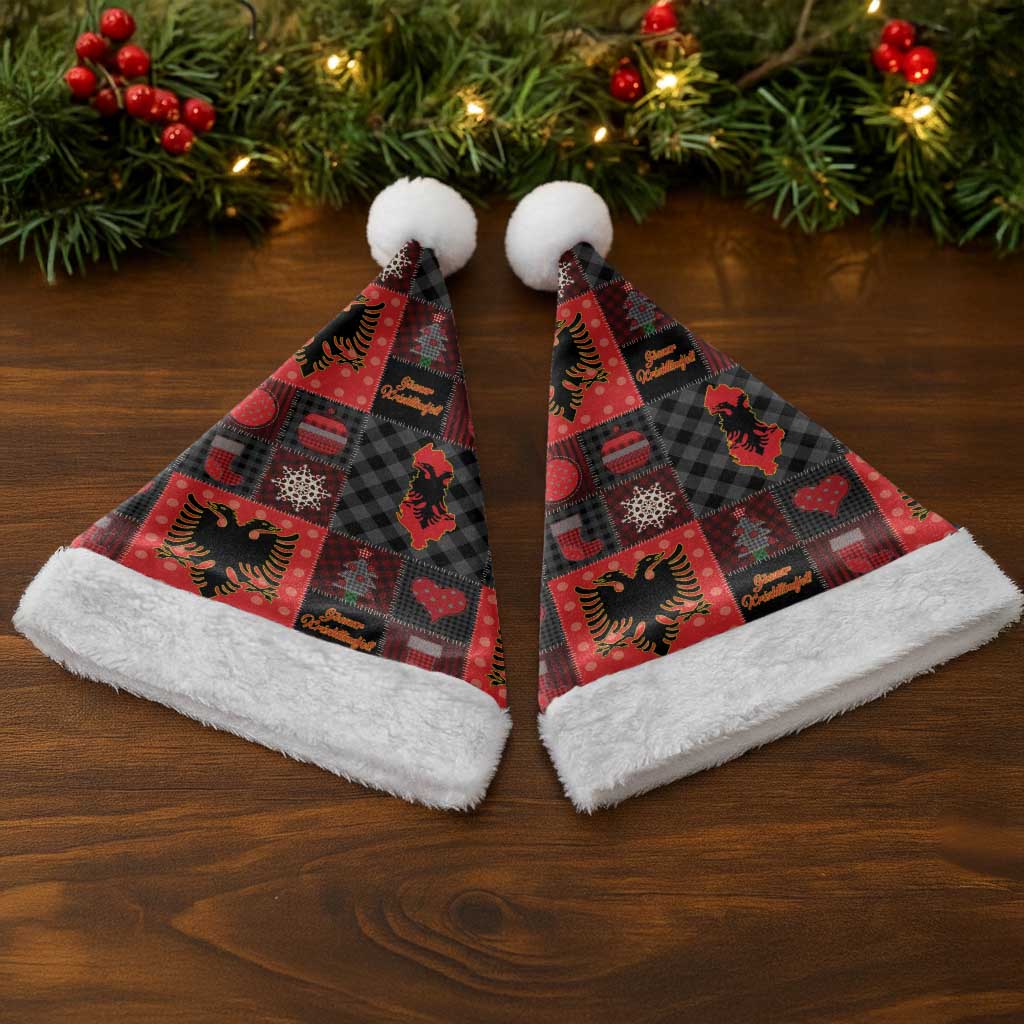 Albania Christmas Patchwork Christmas Santa Hat - Wonder Print Shop