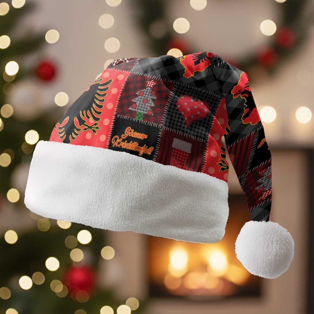 Albania Christmas Patchwork Christmas Santa Hat - Wonder Print Shop