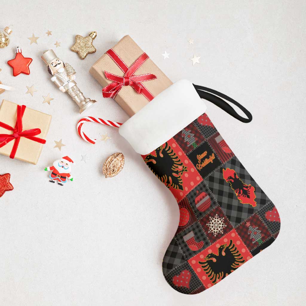 Albania Christmas Patchwork Christmas Stocking - Wonder Print Shop