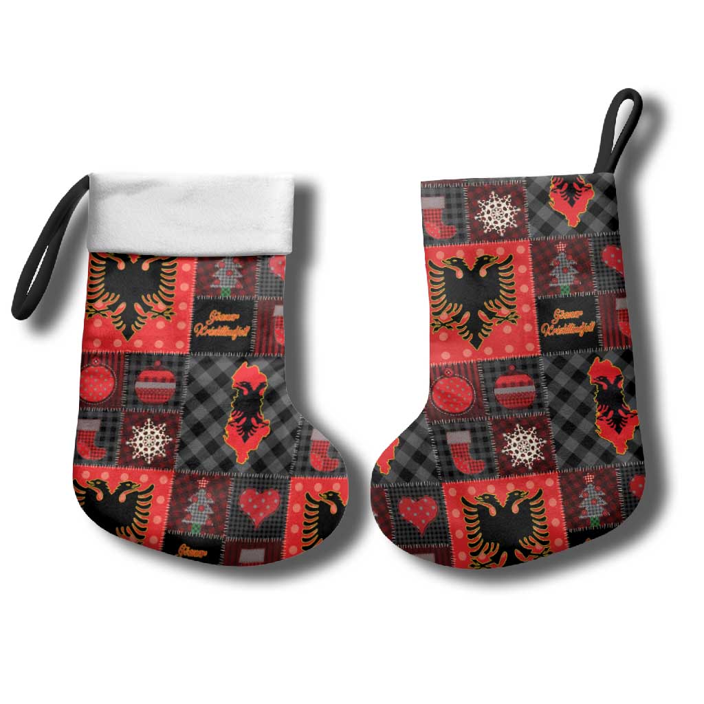 Albania Christmas Patchwork Christmas Stocking - Wonder Print Shop