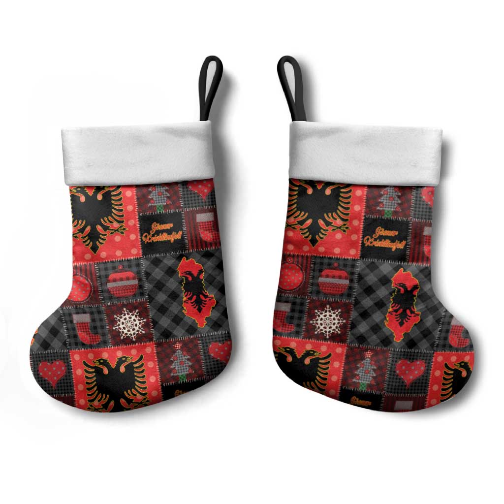 Albania Christmas Patchwork Christmas Stocking - Wonder Print Shop