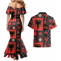 Albania Christmas Patchwork Couples Matching Mermaid Dress and Hawaiian Shirt - Wonder Print Shop