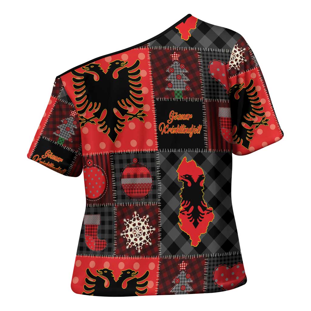 Albania Christmas Patchwork Cross Shoulder Shirt - Wonder Print Shop