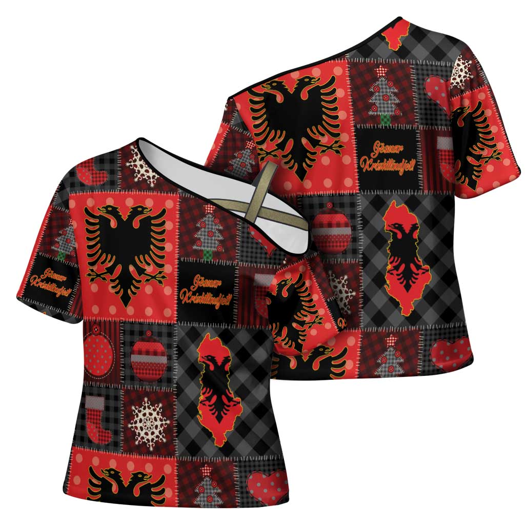 Albania Christmas Patchwork Cross Shoulder Shirt - Wonder Print Shop