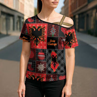 Albania Christmas Patchwork Cross Shoulder Shirt - Wonder Print Shop