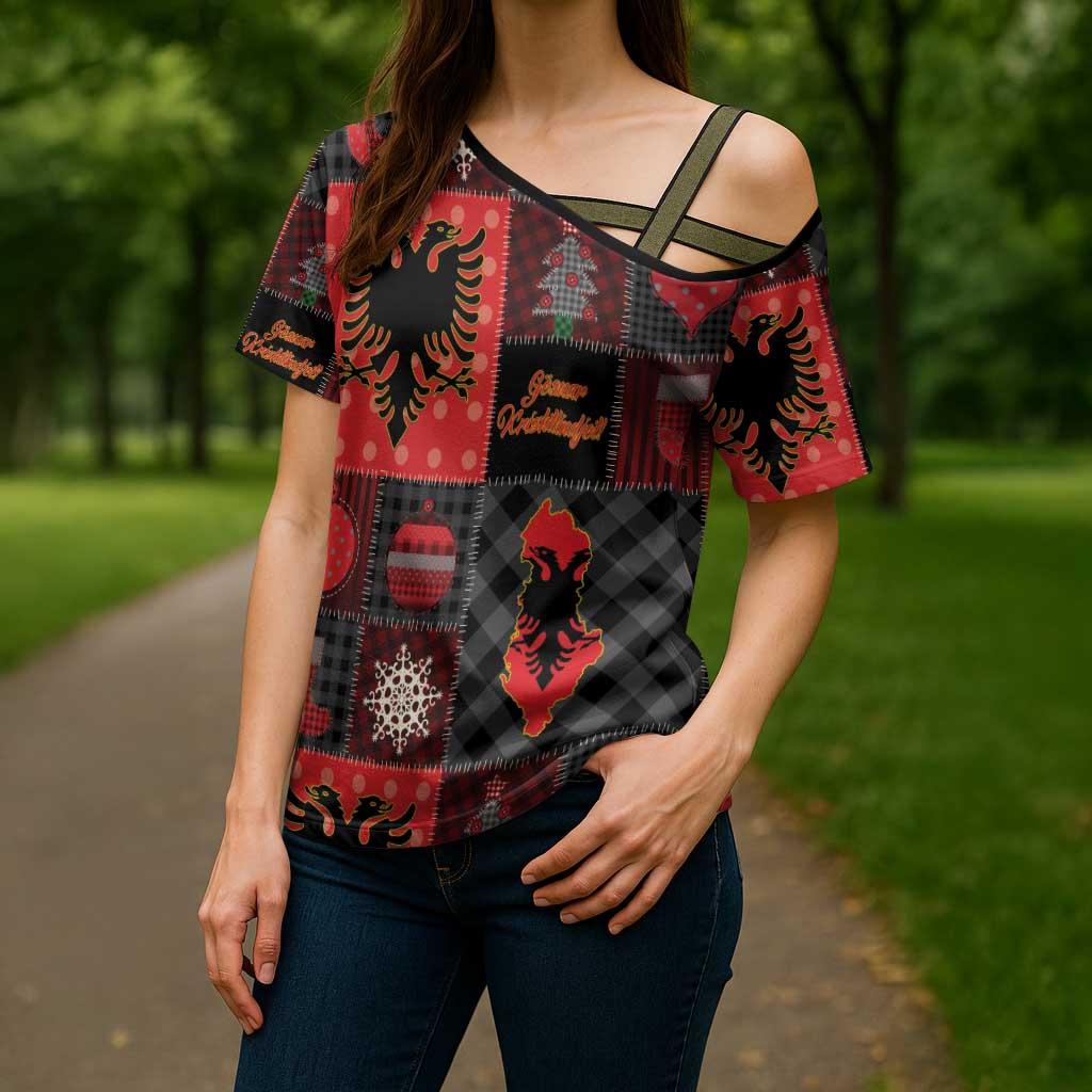 Albania Christmas Patchwork Cross Shoulder Shirt - Wonder Print Shop