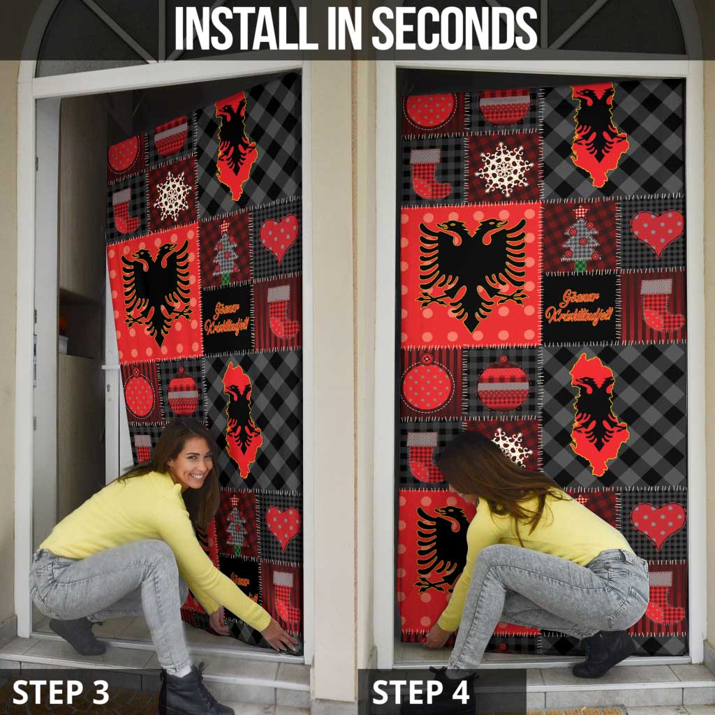Albania Christmas Patchwork Door Cover - Wonder Print Shop