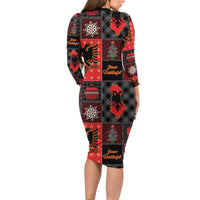 Albania Christmas Patchwork Family Matching Long Sleeve Bodycon Dress and Hawaiian Shirt - Wonder Print Shop