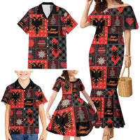 Albania Christmas Patchwork Family Matching Mermaid Dress and Hawaiian Shirt - Wonder Print Shop