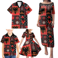 Albania Christmas Patchwork Family Matching Puletasi and Hawaiian Shirt - Wonder Print Shop
