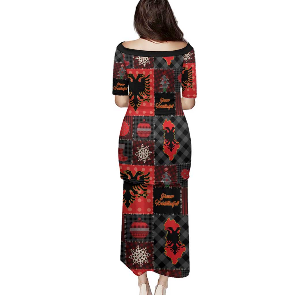 Albania Christmas Patchwork Family Matching Puletasi and Hawaiian Shirt - Wonder Print Shop