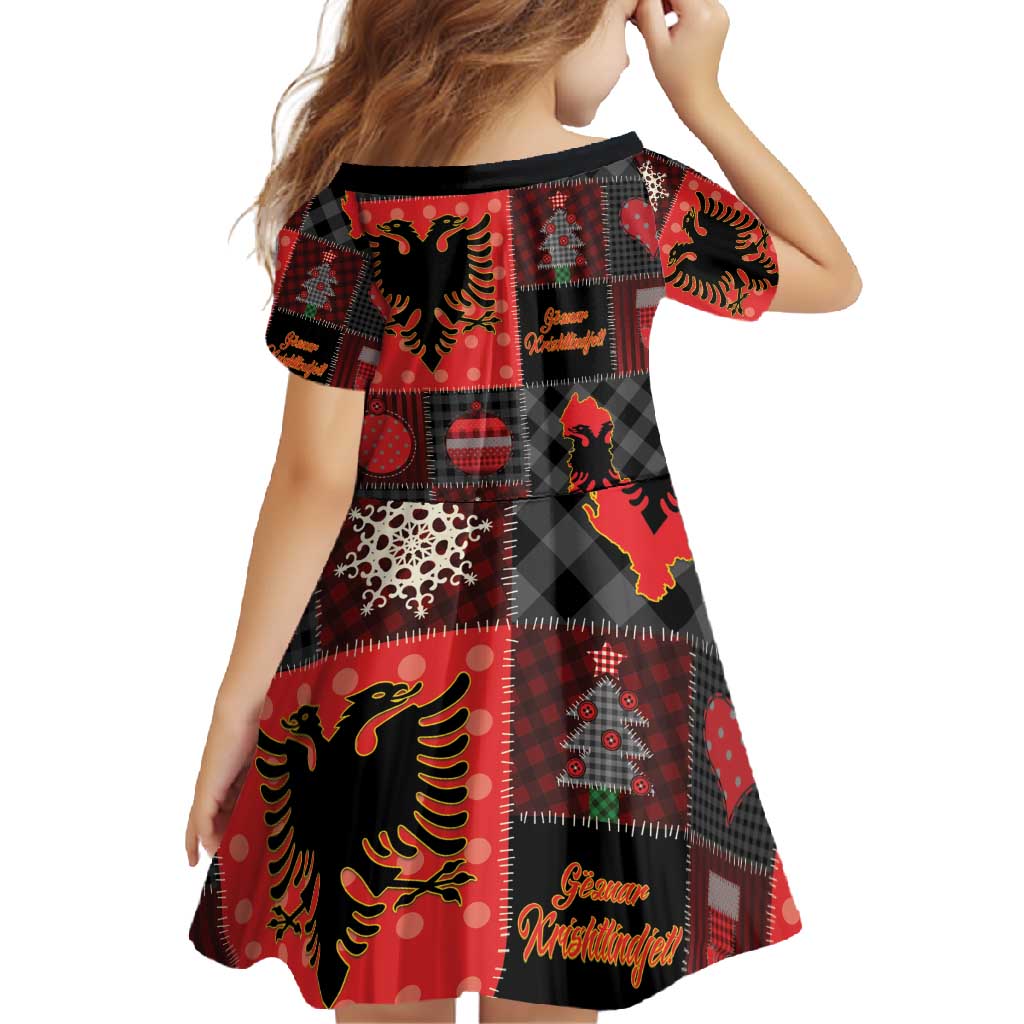 Albania Christmas Patchwork Family Matching Short Sleeve Bodycon Dress and Hawaiian Shirt - Wonder Print Shop