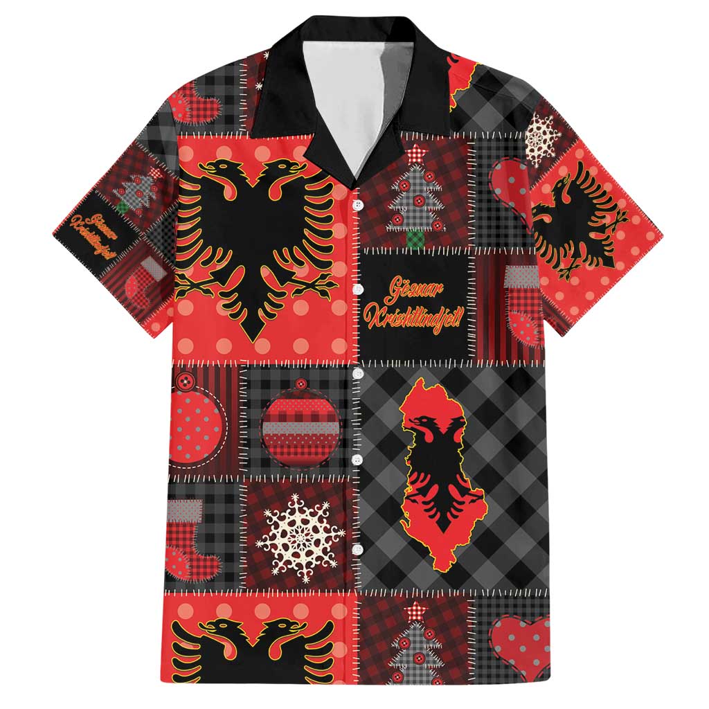 Albania Christmas Patchwork Family Matching Short Sleeve Bodycon Dress and Hawaiian Shirt - Wonder Print Shop