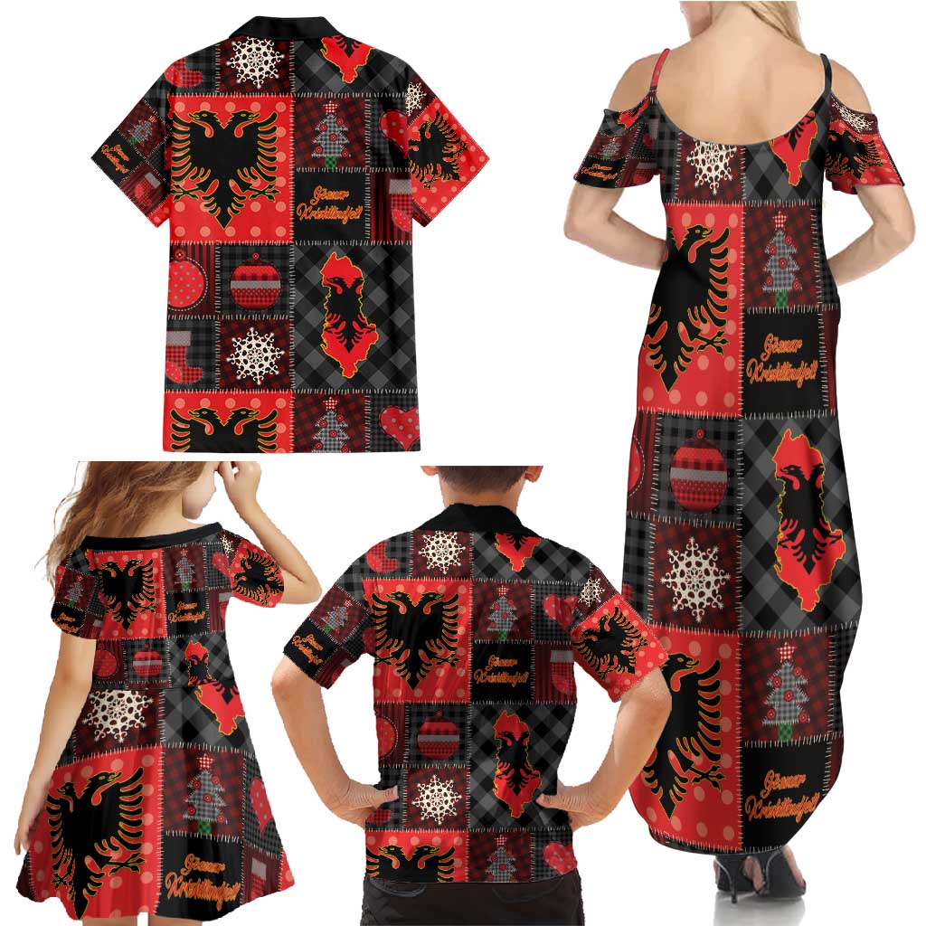 Albania Christmas Patchwork Family Matching Summer Maxi Dress and Hawaiian Shirt - Wonder Print Shop