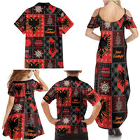 Albania Christmas Patchwork Family Matching Summer Maxi Dress and Hawaiian Shirt - Wonder Print Shop