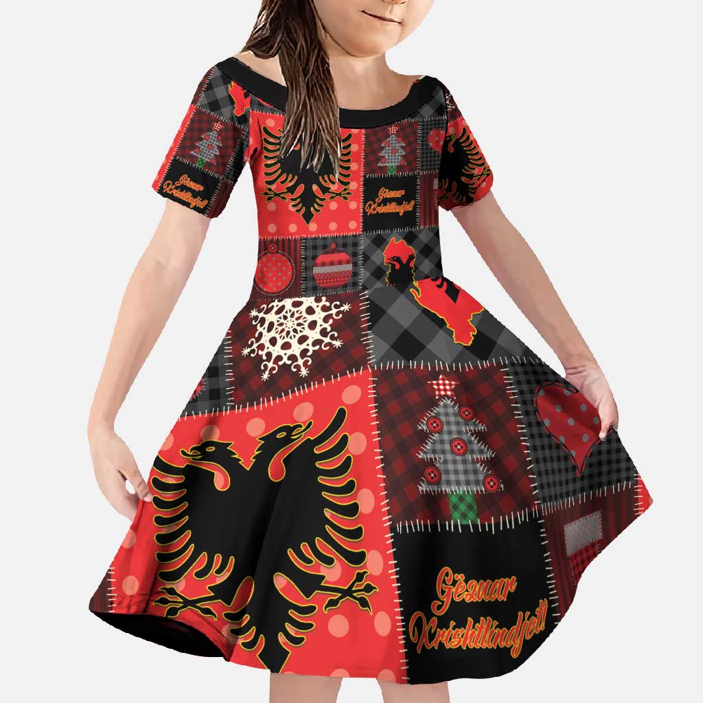 Albania Christmas Patchwork Family Matching Tank Maxi Dress and Hawaiian Shirt - Wonder Print Shop