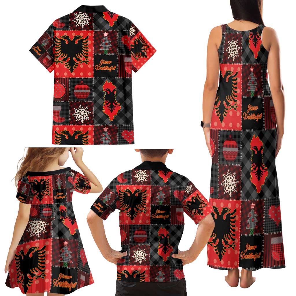 Albania Christmas Patchwork Family Matching Tank Maxi Dress and Hawaiian Shirt - Wonder Print Shop