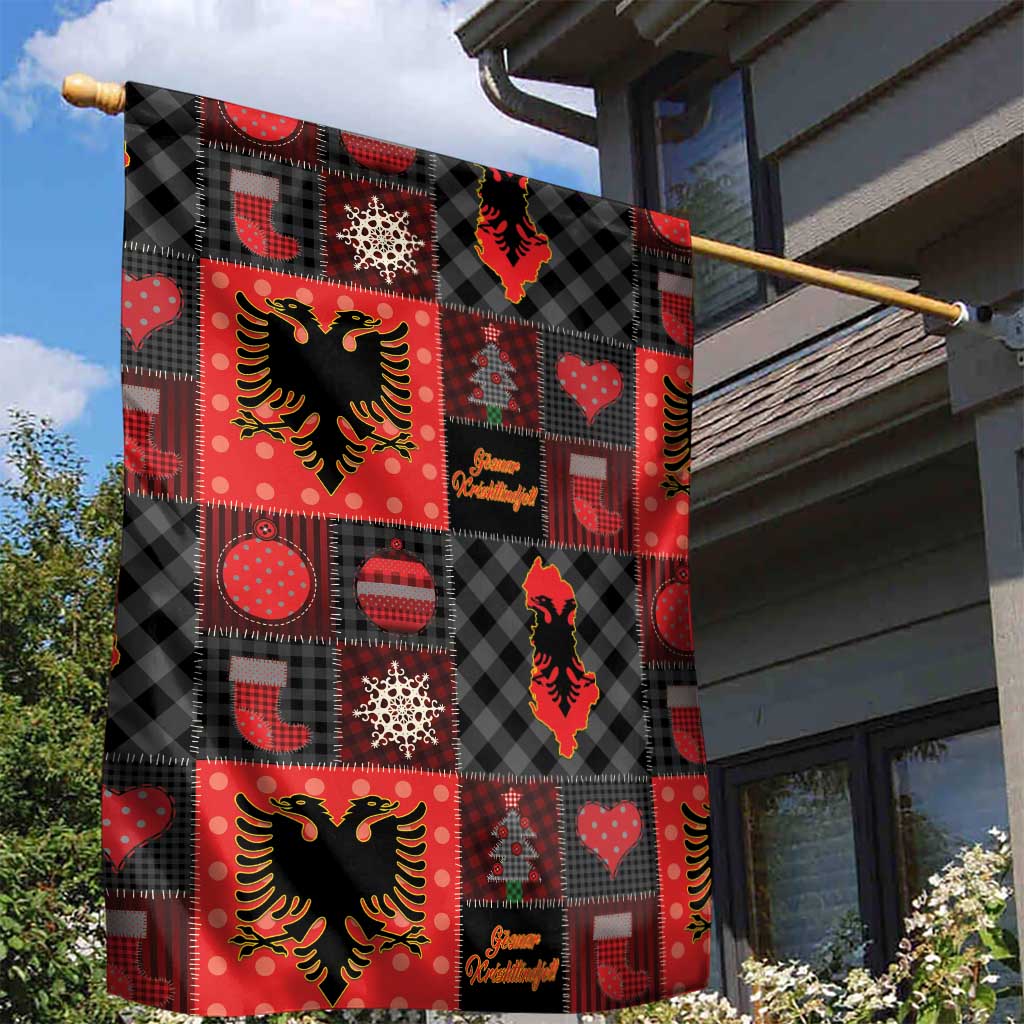 Albania Christmas Patchwork Garden Flag - Wonder Print Shop