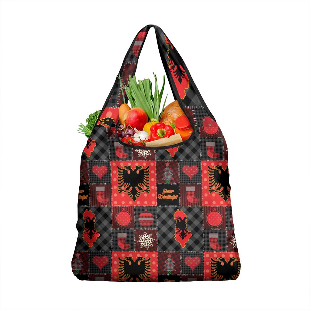 Albania Christmas Patchwork Grocery Bag - Wonder Print Shop