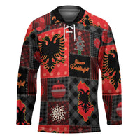 Albania Christmas Patchwork Hockey Jersey - Wonder Print Shop