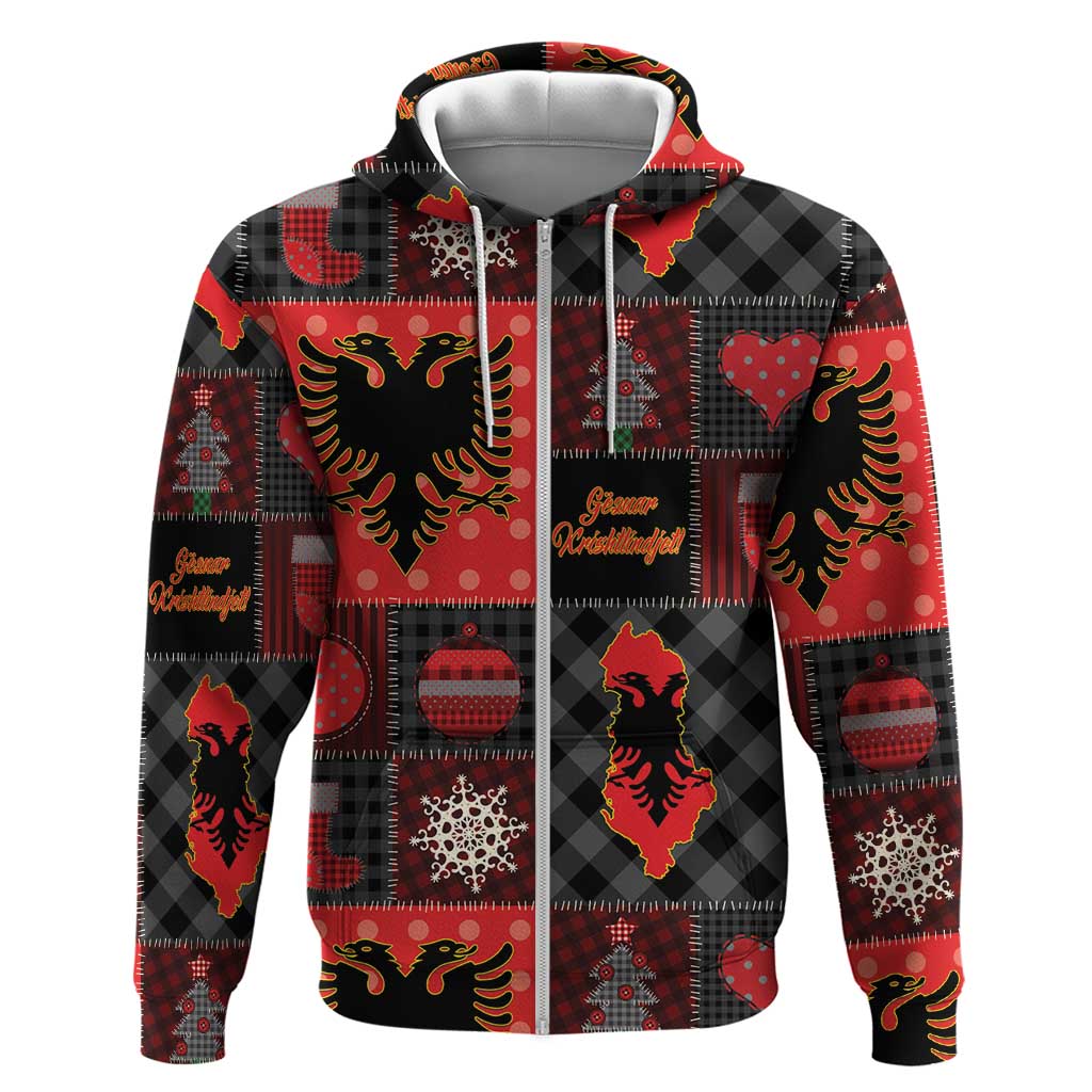 Albania Christmas Patchwork Hoodie - Wonder Print Shop