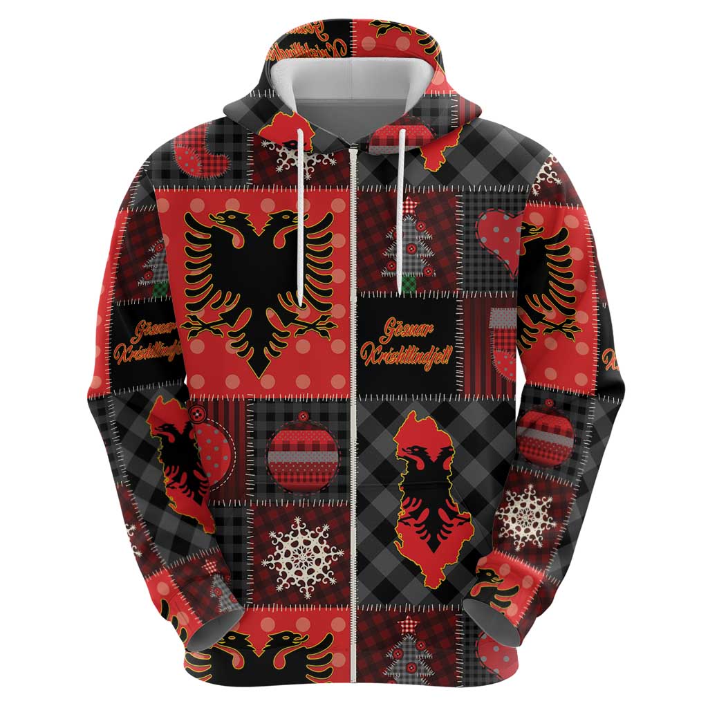 Albania Christmas Patchwork Hoodie - Wonder Print Shop