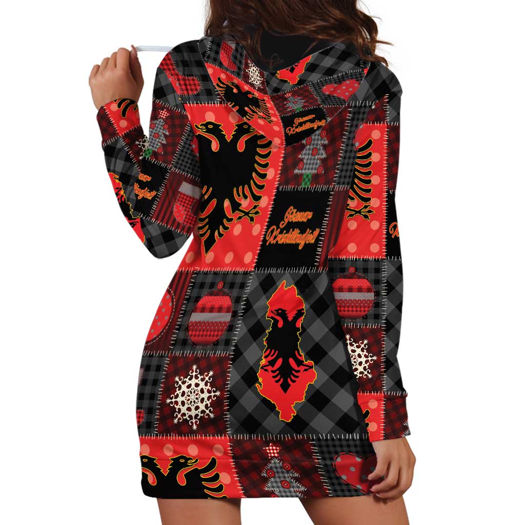 Albania Christmas Patchwork Hoodie Dress - Wonder Print Shop