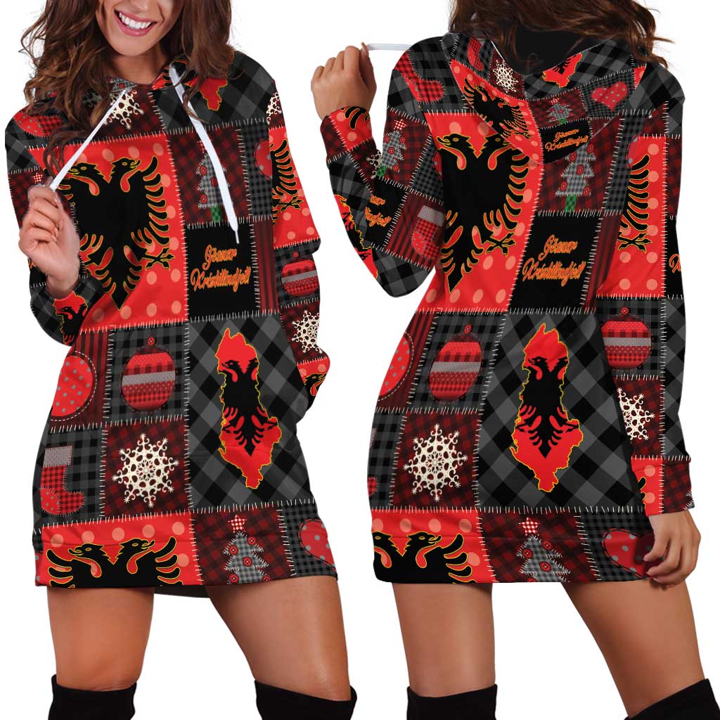 Albania Christmas Patchwork Hoodie Dress - Wonder Print Shop