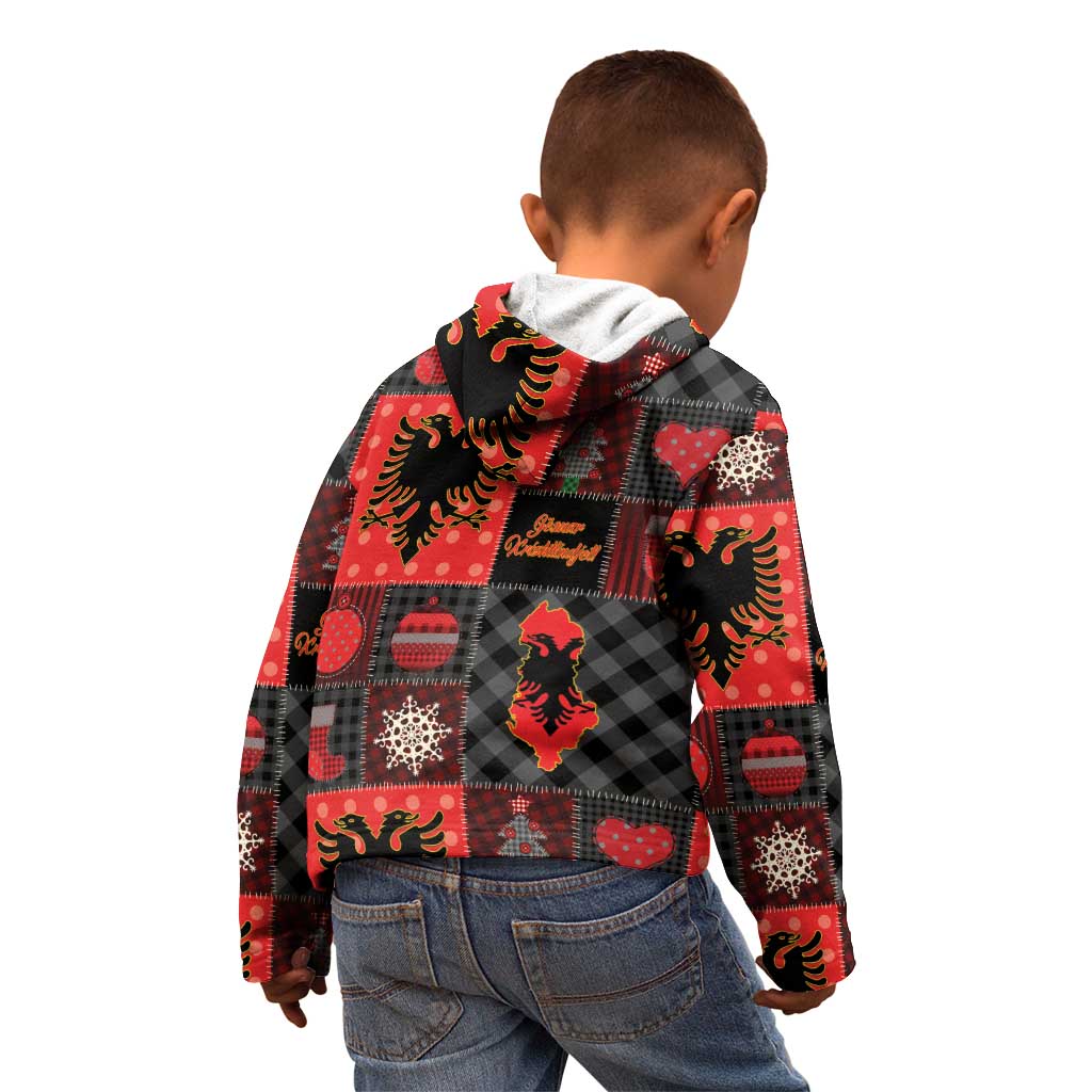 Albania Christmas Patchwork Kid Hoodie - Wonder Print Shop