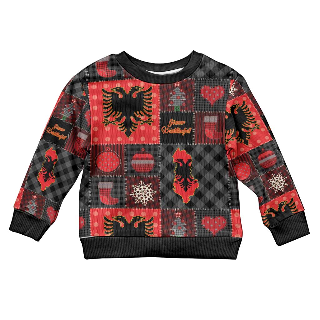 Albania Christmas Patchwork Kid Ugly Christmas Sweater - Wonder Print Shop