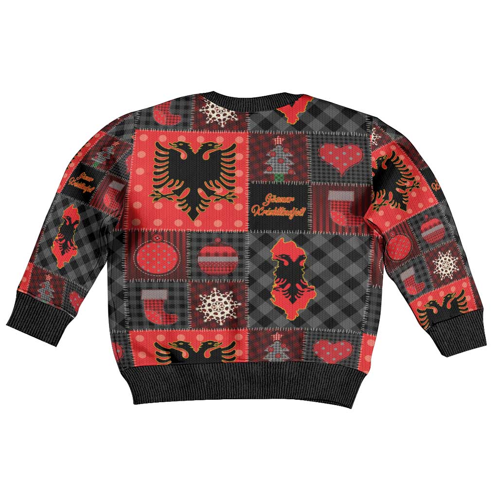 Albania Christmas Patchwork Kid Ugly Christmas Sweater - Wonder Print Shop