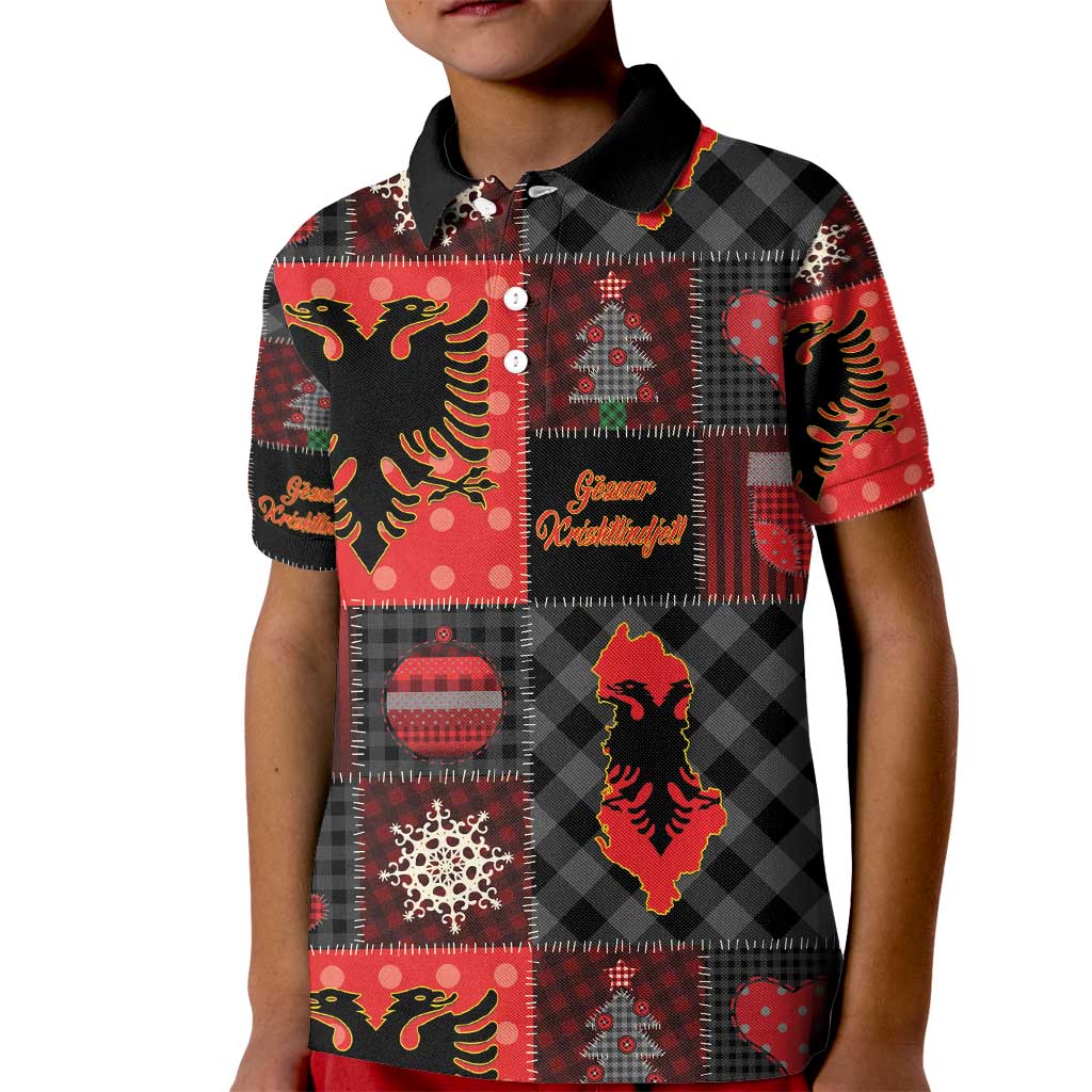 Albania Christmas Patchwork Kid Polo Shirt - Wonder Print Shop
