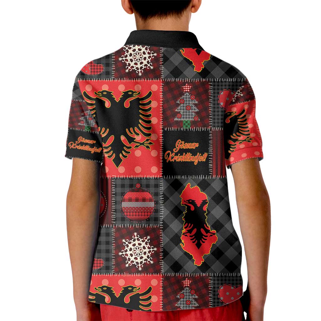 Albania Christmas Patchwork Kid Polo Shirt - Wonder Print Shop
