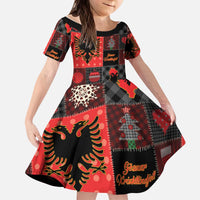 Albania Christmas Patchwork Kid Short Sleeve Dress - Wonder Print Shop