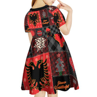 Albania Christmas Patchwork Kid Short Sleeve Dress - Wonder Print Shop