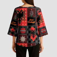 Albania Christmas Patchwork Kimono Sleeve Blouse - Wonder Print Shop