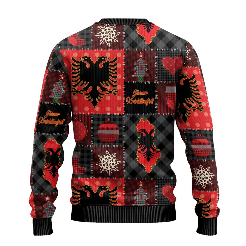 Albania Christmas Patchwork Ugly Christmas Sweater - Wonder Print Shop