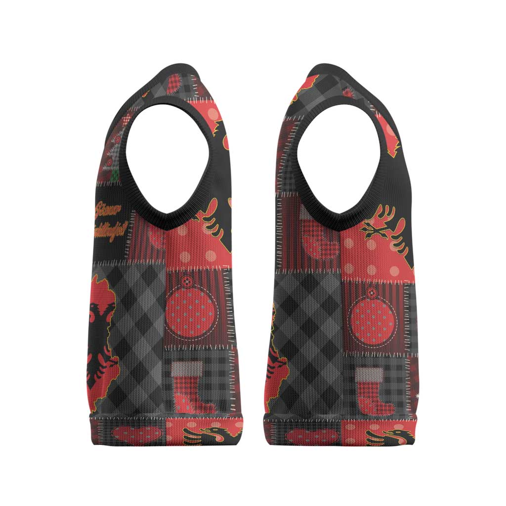 Albania Christmas Patchwork Christmas Knitted V-Neck Vest - Wonder Print Shop