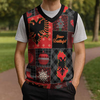 Albania Christmas Patchwork Christmas Knitted V-Neck Vest - Wonder Print Shop