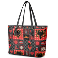 Albania Christmas Patchwork Leather Tote Bag - Wonder Print Shop