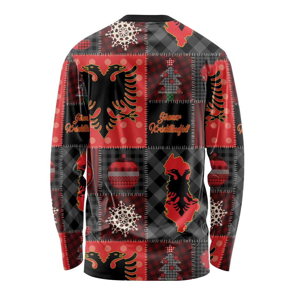 Albania Christmas Patchwork Long Sleeve Shirt - Wonder Print Shop