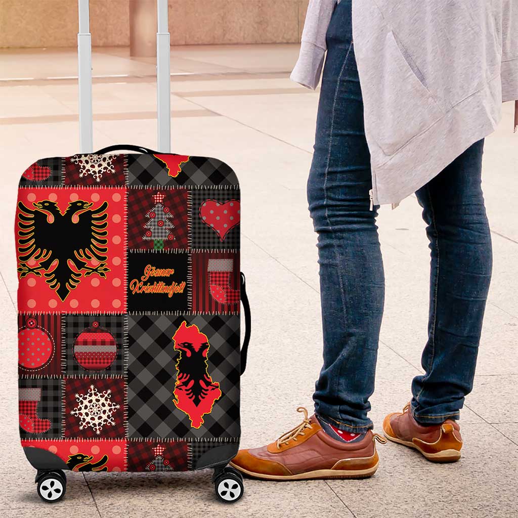 Albania Christmas Patchwork Luggage Cover - Wonder Print Shop