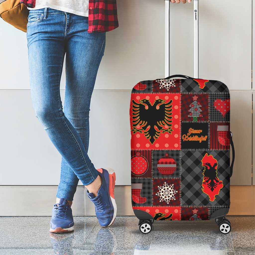 Albania Christmas Patchwork Luggage Cover - Wonder Print Shop