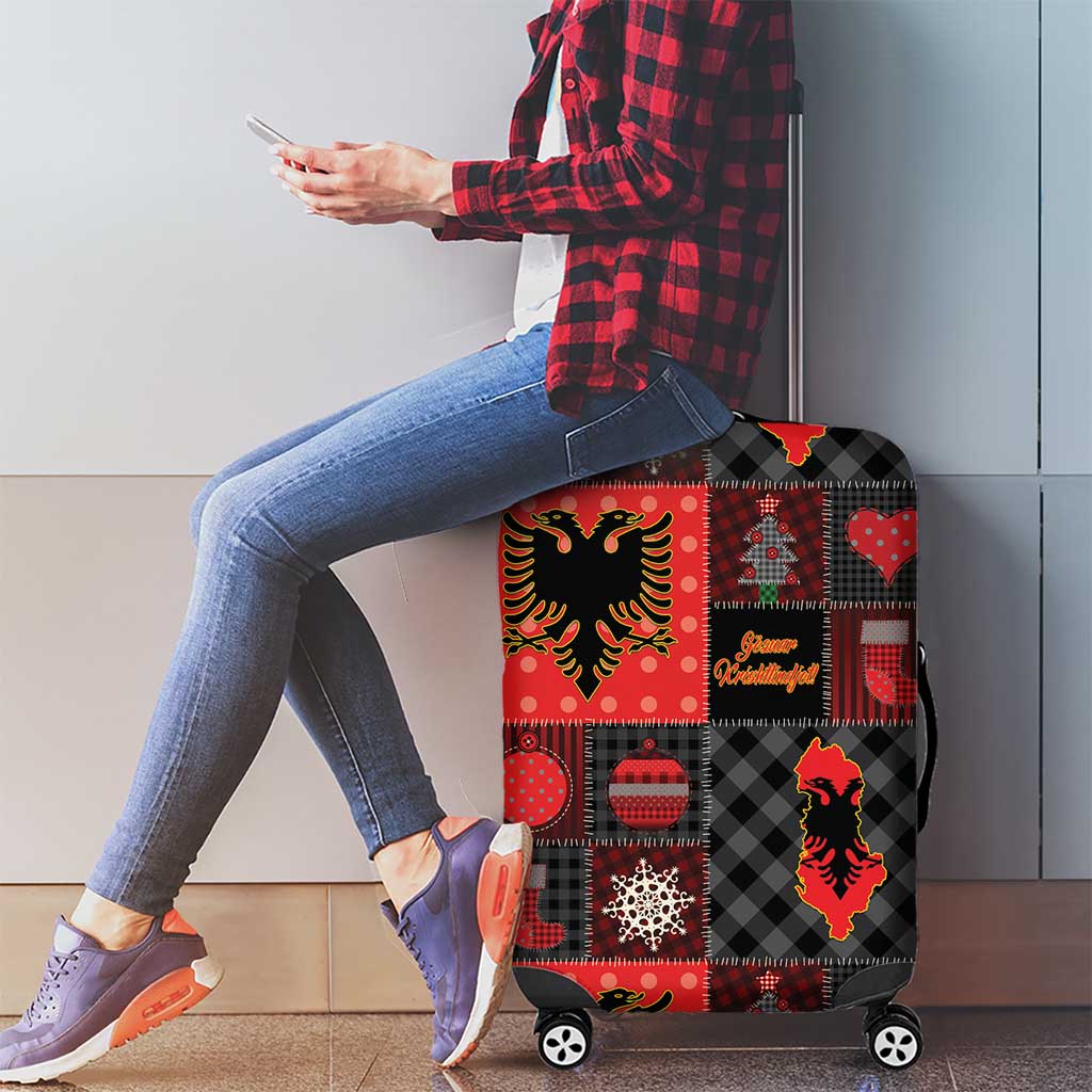 Albania Christmas Patchwork Luggage Cover - Wonder Print Shop