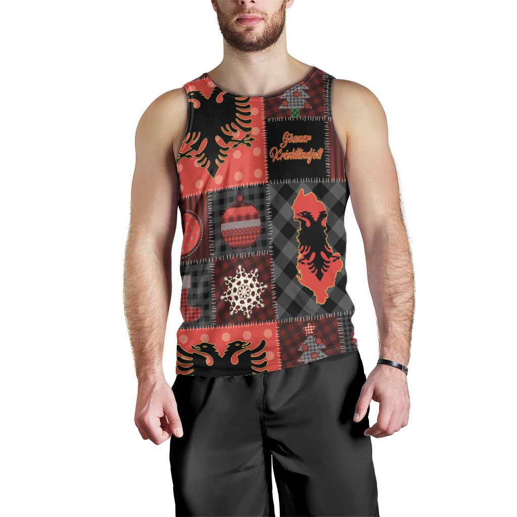 Albania Christmas Patchwork Men Tank Top - Wonder Print Shop