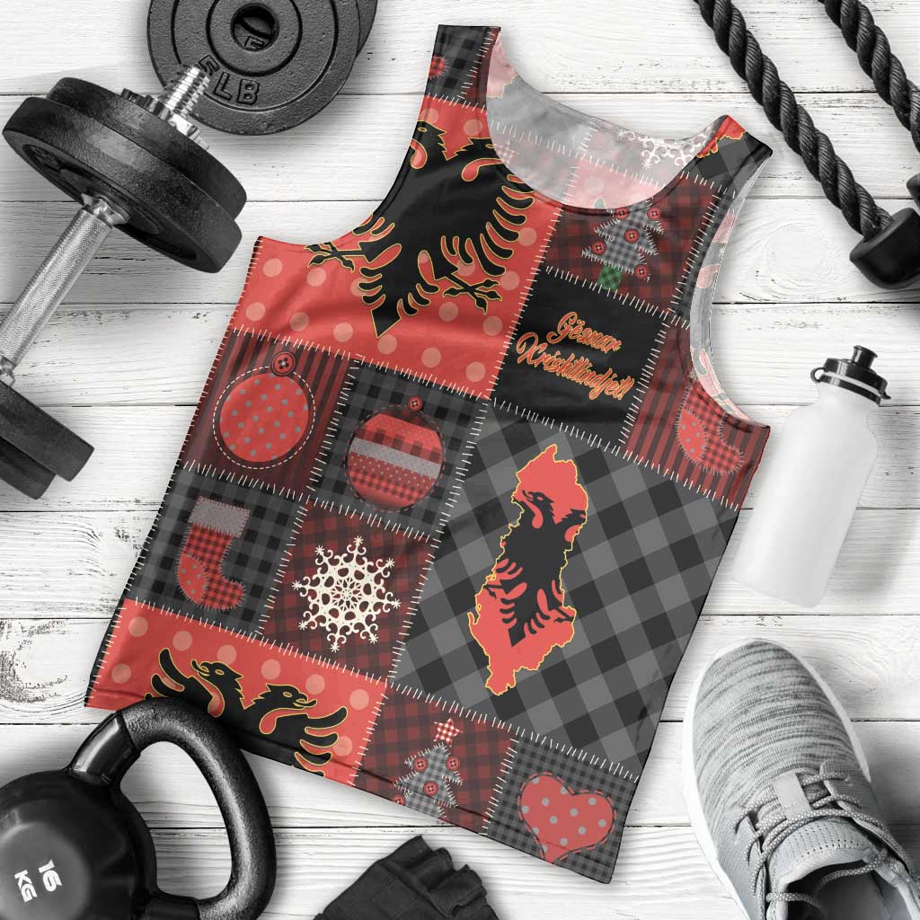 Albania Christmas Patchwork Men Tank Top - Wonder Print Shop