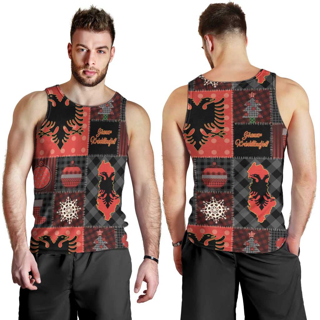 Albania Christmas Patchwork Men Tank Top - Wonder Print Shop