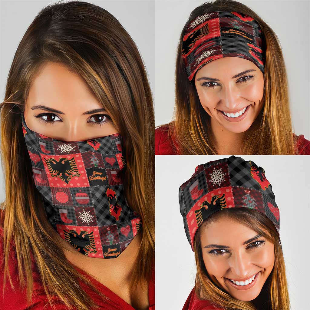 Albania Christmas Patchwork Neck Gaiter - Wonder Print Shop